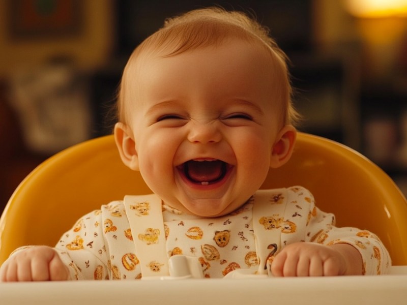 Ein lachendes Baby. (KI-generiert)