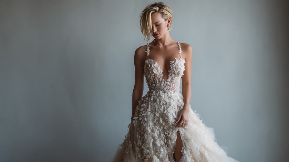 Frau in Brautkleid. (KI-generiert)