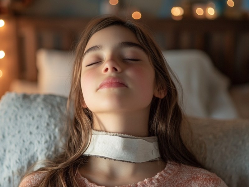 Mädchen im Bett. (KI-generiert)