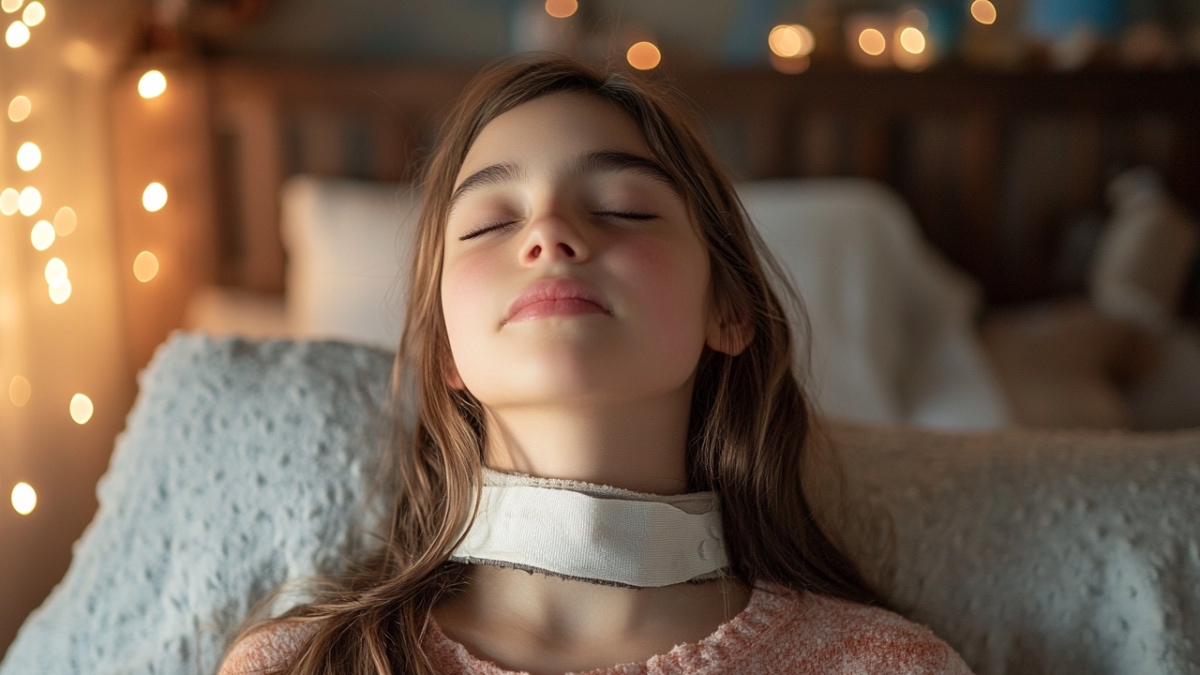 Mädchen im Bett. (KI-generiert)