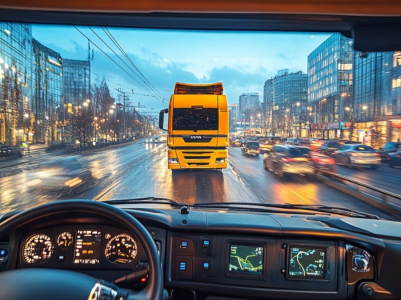Eine Lkw-Fahrerkabine. (KI-generiert)