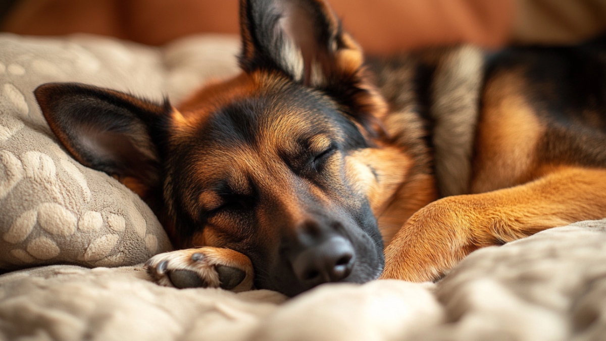 Schlafender Schäferhund. (KI-generiert)