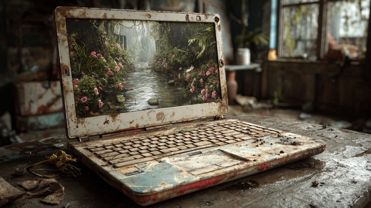 Kaputter Laptop. (KI-generiert)