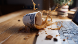 Verschütteter Kaffee. (KI-generiert)