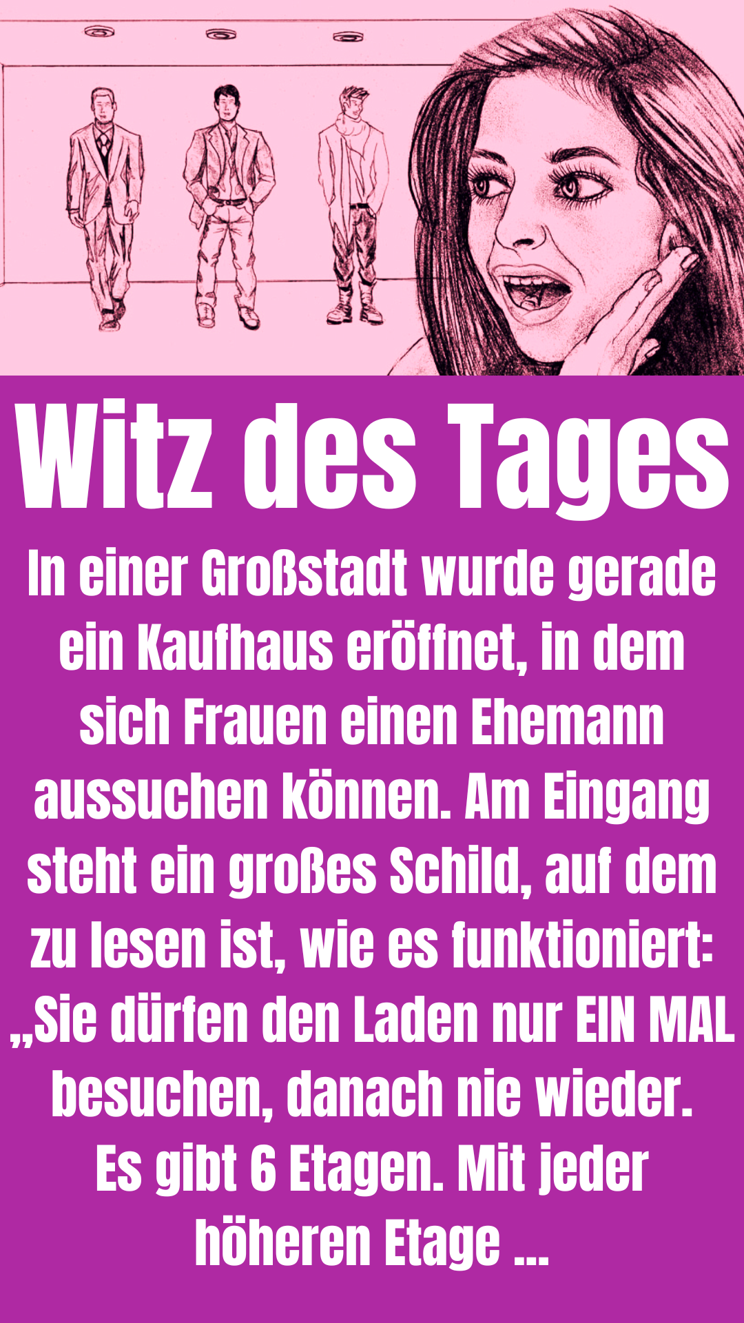 Witz des Tages: Kaufhaus für Ehemänner hat einen Haken