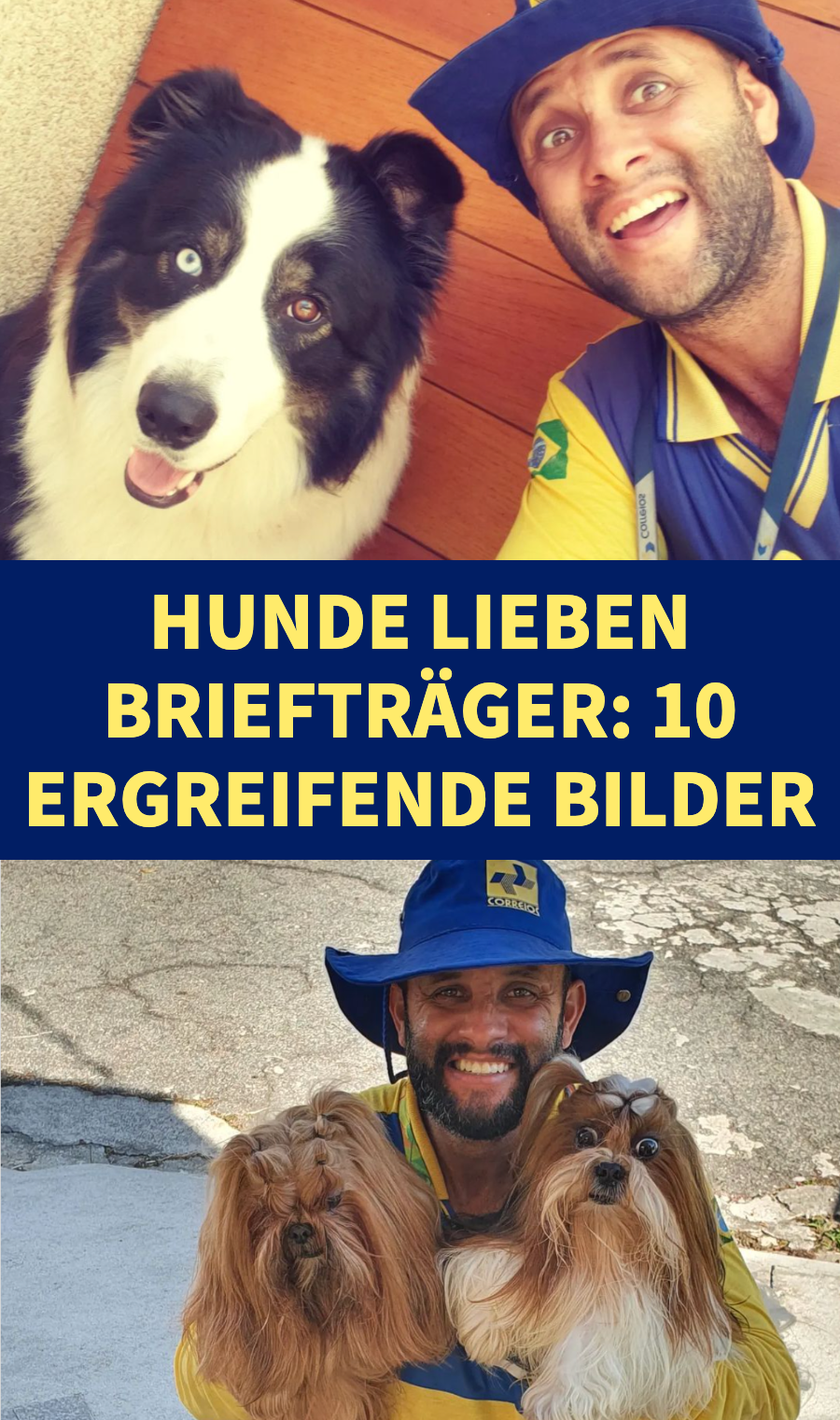 Postbote macht Bild mit jedem Hund, der sein Freund wird