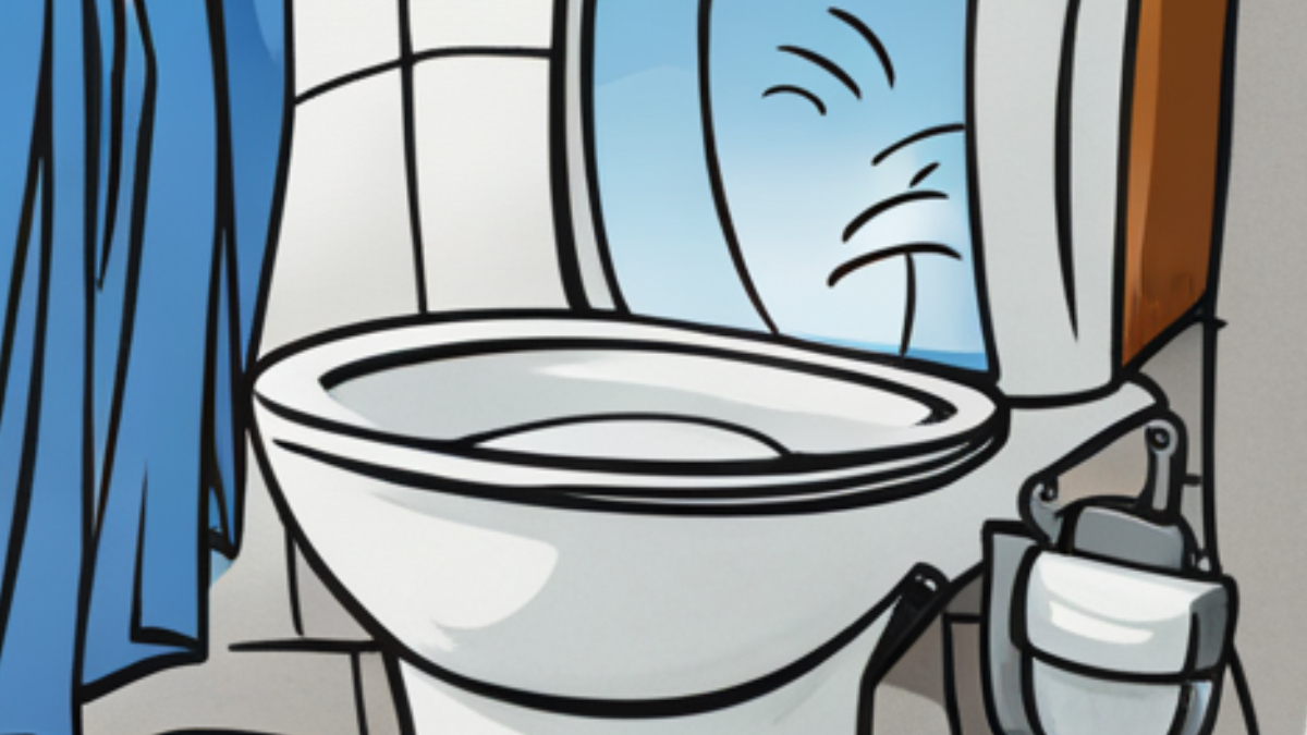 Eine Cartoon-Zeichnung von einer Toilette.