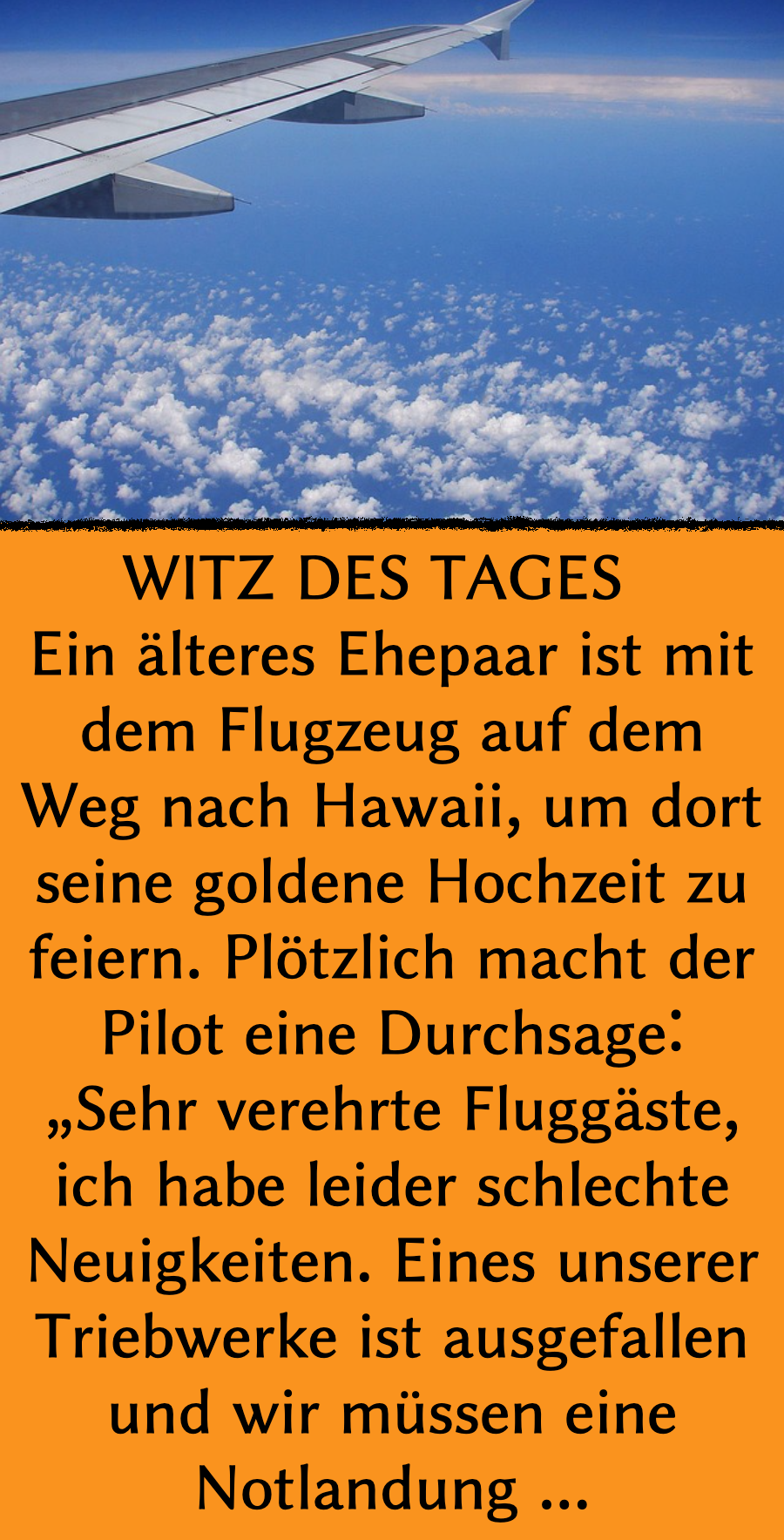 Witz des Tages: Frau befragt Ehemann nach Flugzeugabsturz