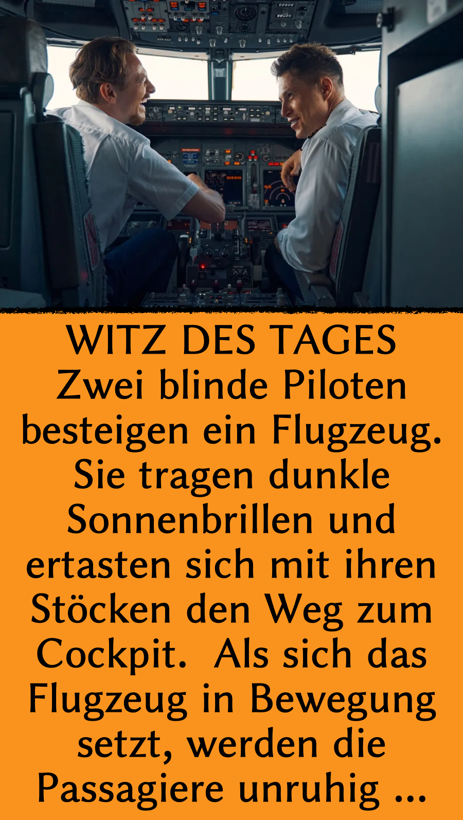 Witz des Tages: 2 Blinde fliegen Flugzeug