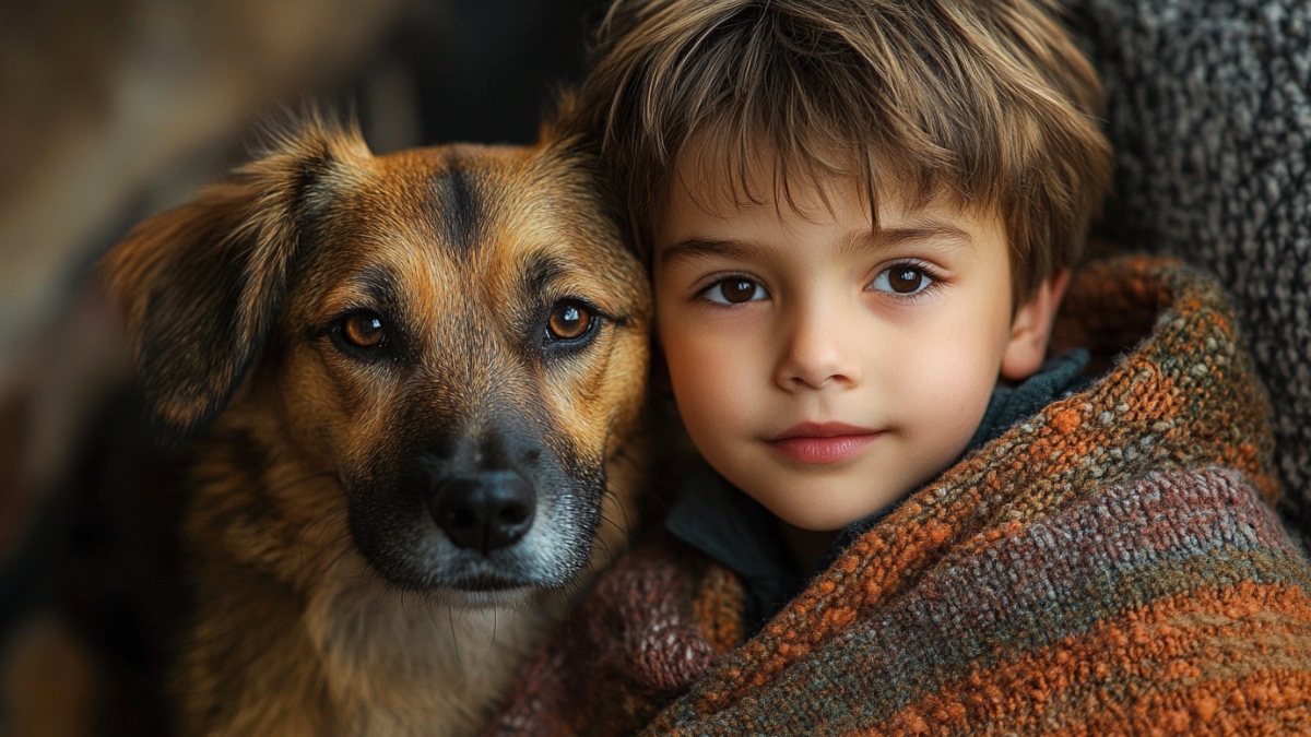 Junge mit Hund. (KI-generiert)