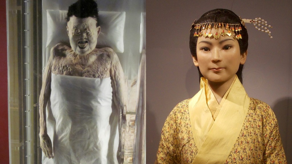 Xin Zhui als Wachsfigur und als Mumie.