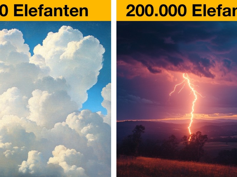 Wolken und ein Blitz. (KI-generiert)